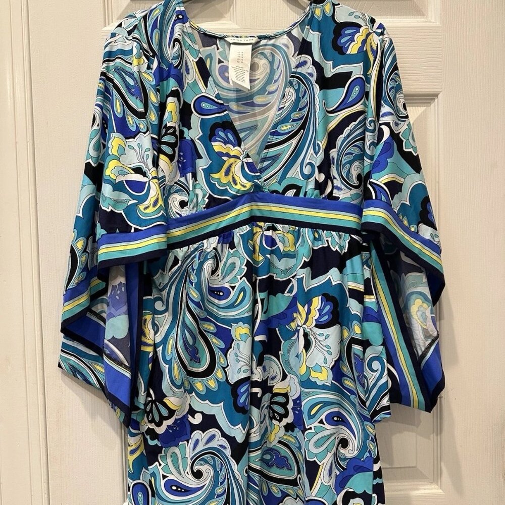 Trina Turk Ipanema Blue Paisley Swimsuit Tunic Cover-Up - Sz M
